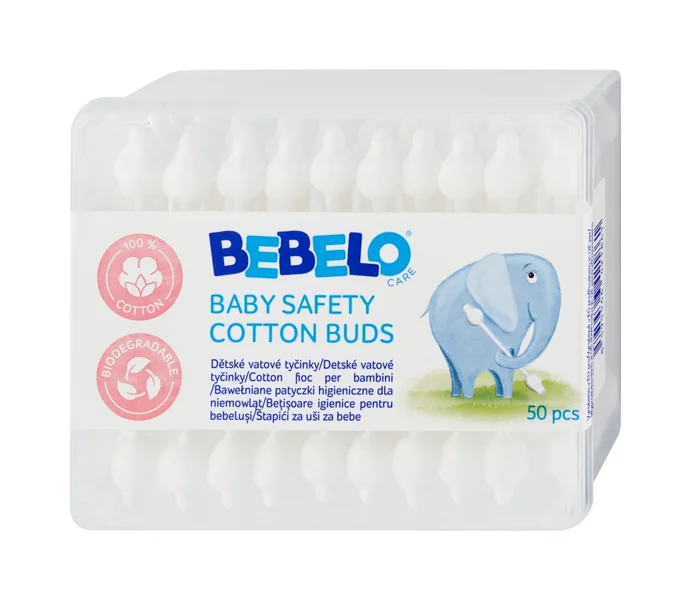 BEBELO Cotton Buds 1×50 ks, detské vatové tyčinky