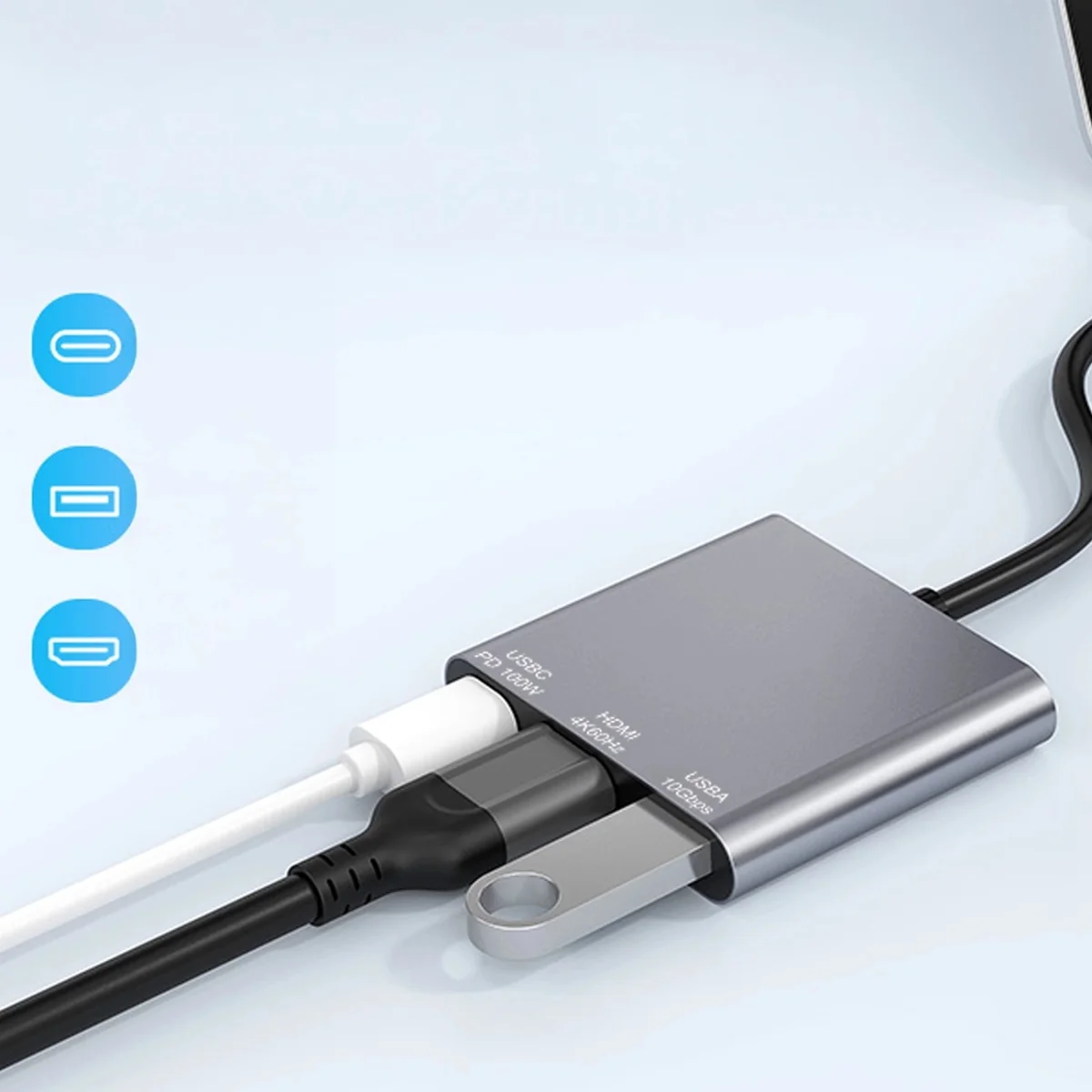 MG WHCH-01 HUB adaptér - USB-C PD 100W / HDMI 4K / USB 10Gbps šedý