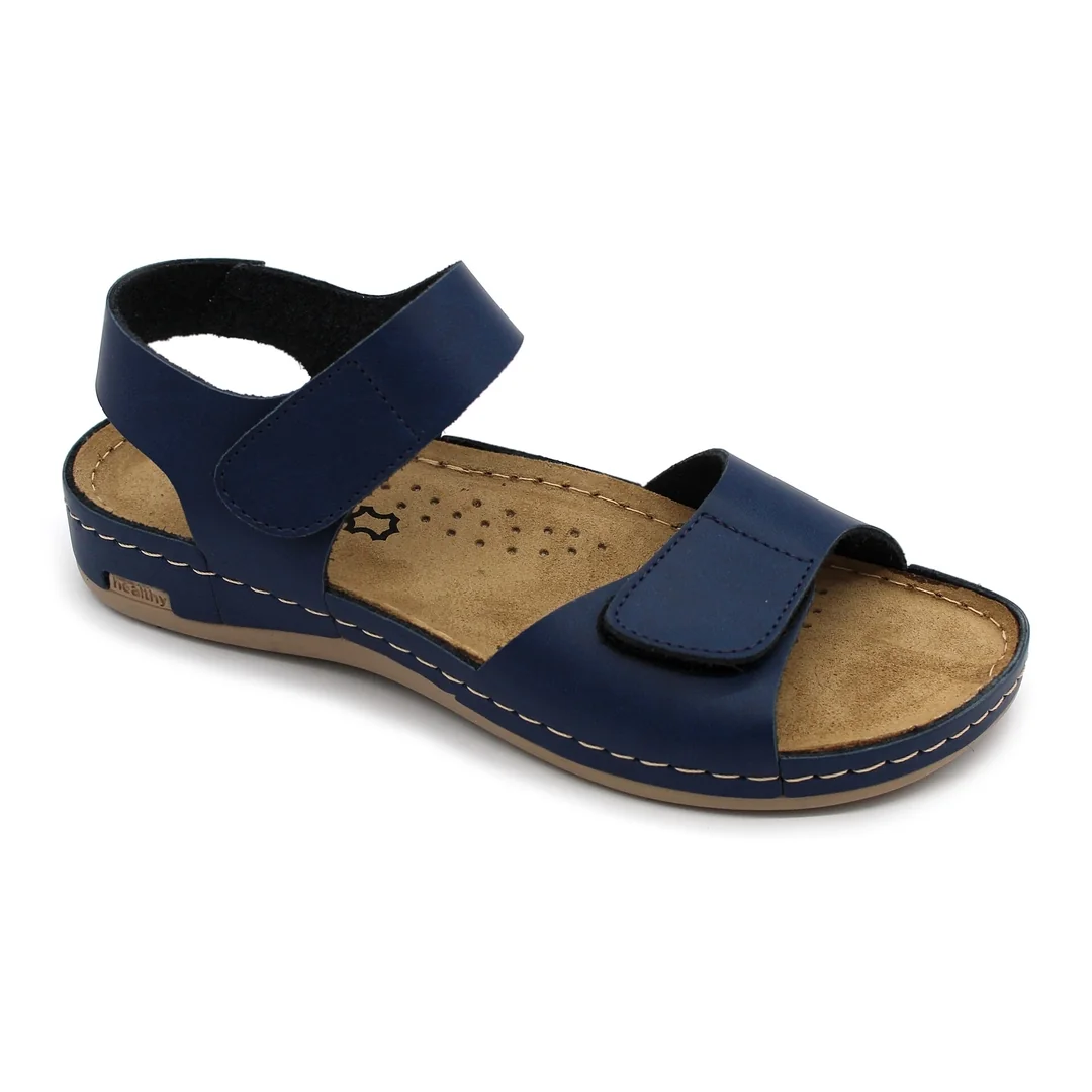 Leon 963 Zdravotné celokožené sandále 37 - 24,5cm, modrá, 2,5 cm