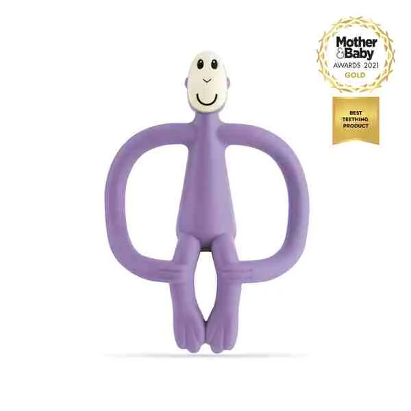 Matchstick Monkey Hryzadlo a zubná kefka fialová Purple 1×1 ks, hrýzadlo
