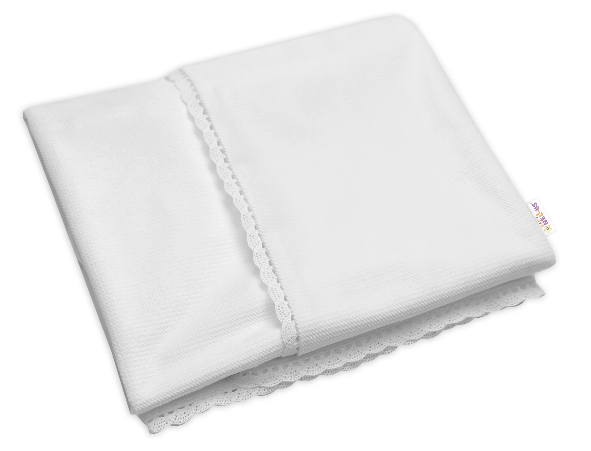 Luxusná detská deka Velvet, obojstranná s čipkovým lemovaním, 100 x 75 cm - biela