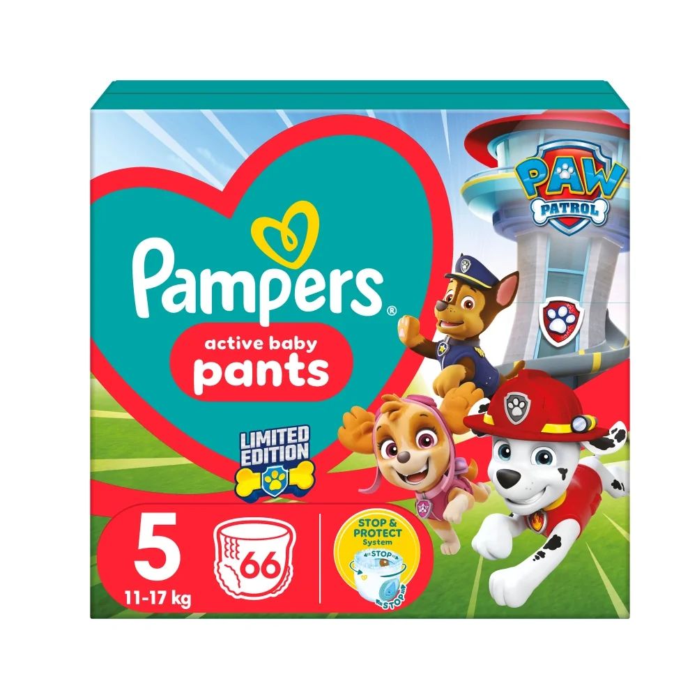 Pampers Pants Paw patrol S5 66ks (11-17kg) 1×66 ks, plienky