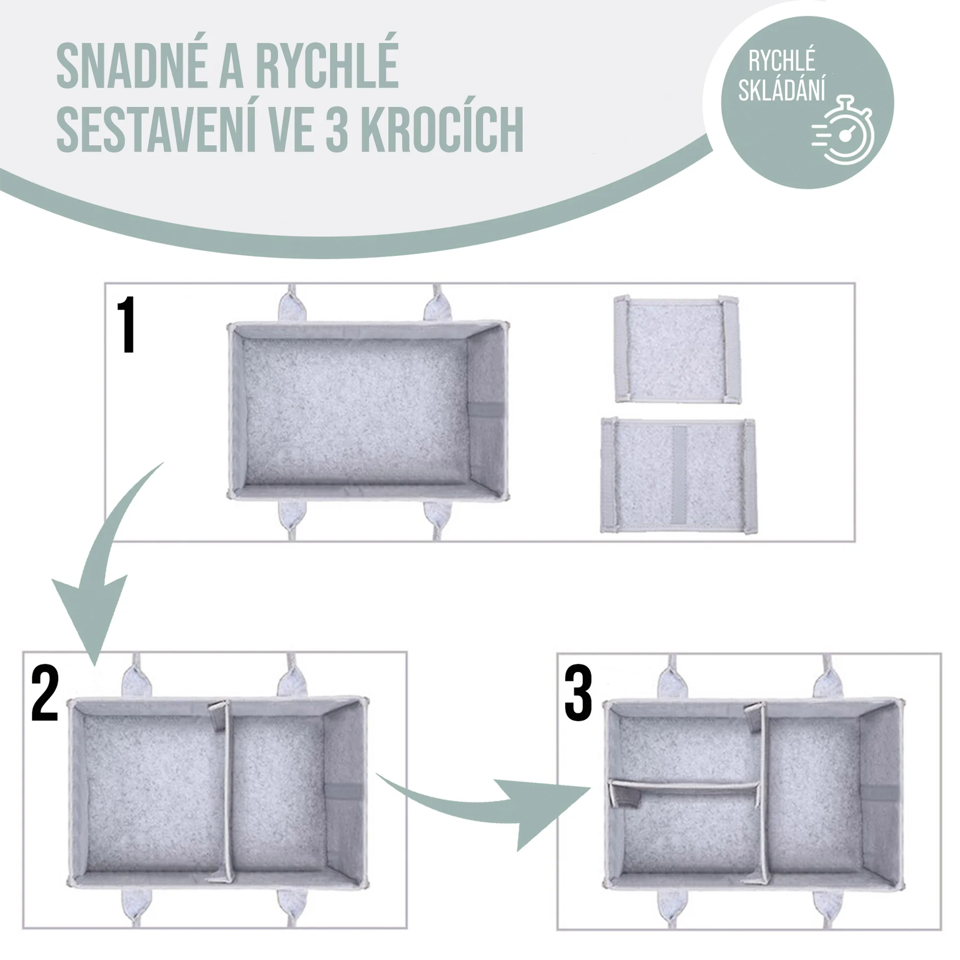SIPO Plstený organizér na plienky XL, sivý (38 x 26 x 18 cm)