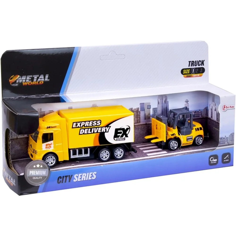 Truck Metal s autom, vysokozdvižným vozíkom 2 rôzne varianty-Toi Toys