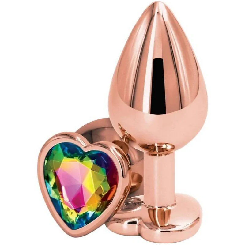 Análny kolík s diamantom Rose Gold Heart, stredný
