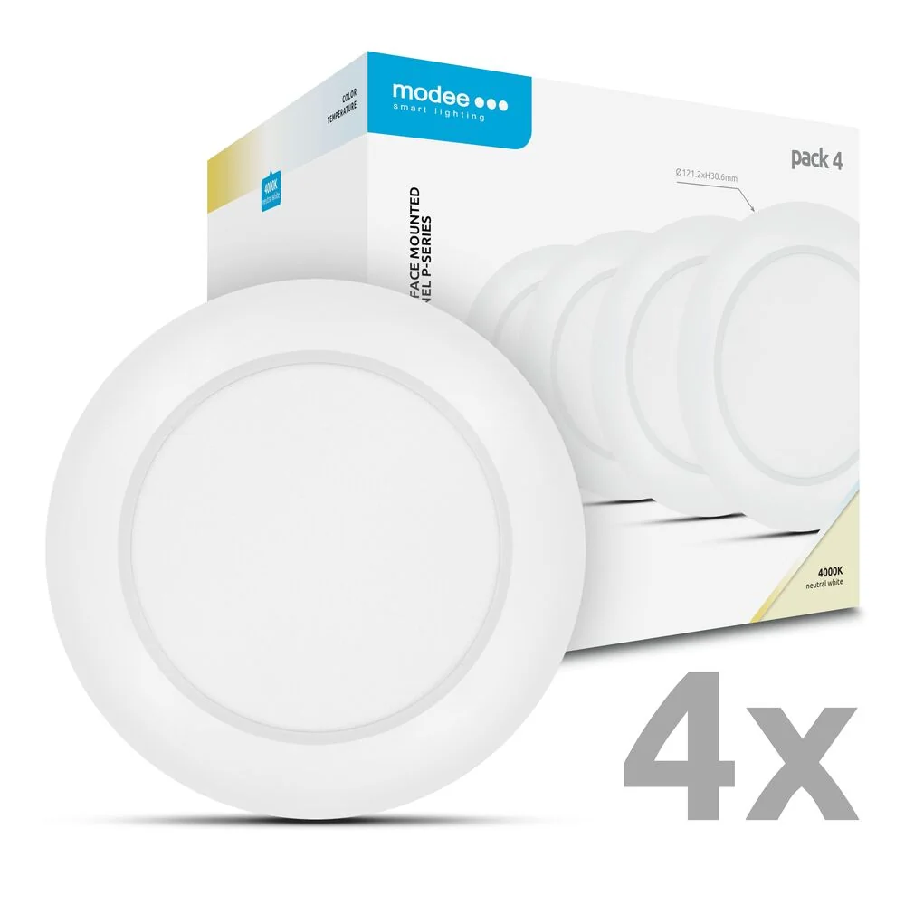 Modee LED stropný panel 6W 4000K biely 1320 lumenov 4ks