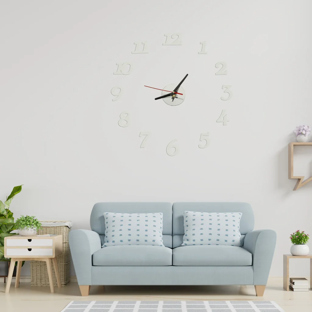 Moderné nástenné hodiny DIY strieborné – veľké nastaviteľné hodiny na stenu 70–130 cm