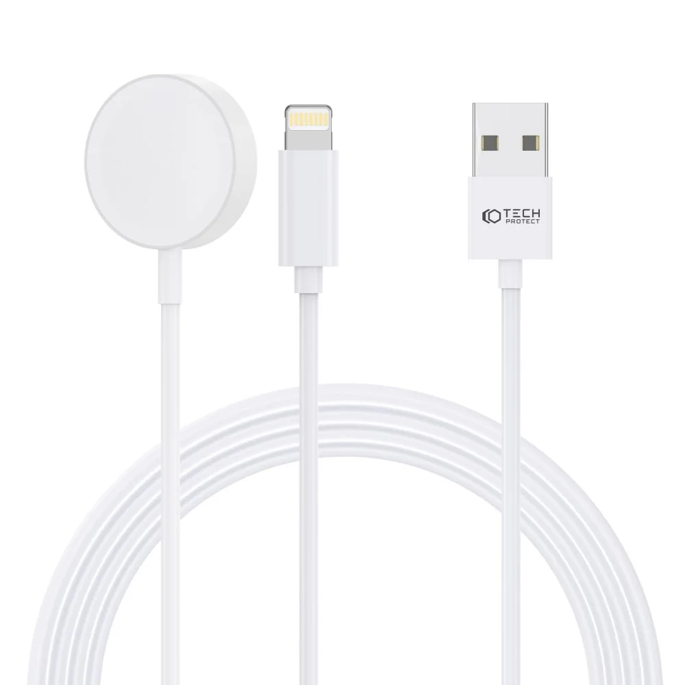 Tech-Protect Ultraboost USB magnetická nabíjačka na Apple Watch + Lightning 1.5m, biela tning 1.5m, biela