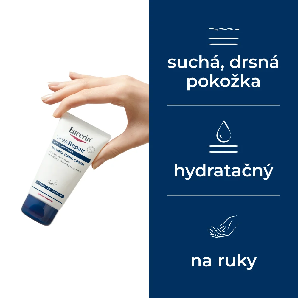 EUCERIN UreaRepair Krém na ruky 5 % urea, 75 ml 1×75 ml, hydratácia pokožky rúk