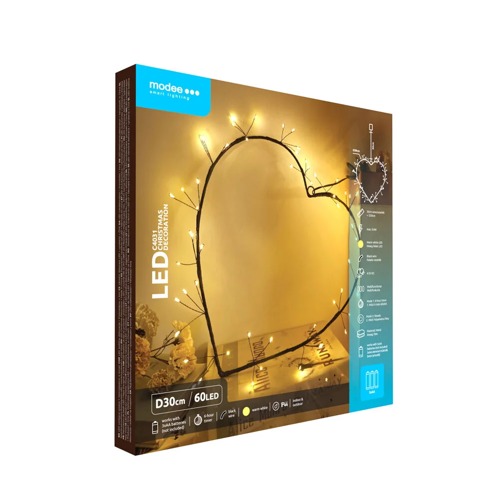 Modee Lighting LED dekorácia C4031 srdiečko 3xAA batérie