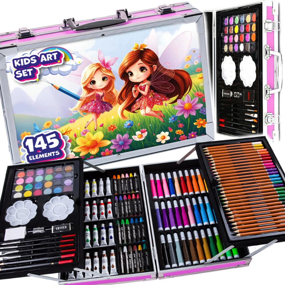 MG Art Suitcase Fairy sada pre maľovanie v kufríku pre deti 145ks, ružová ová