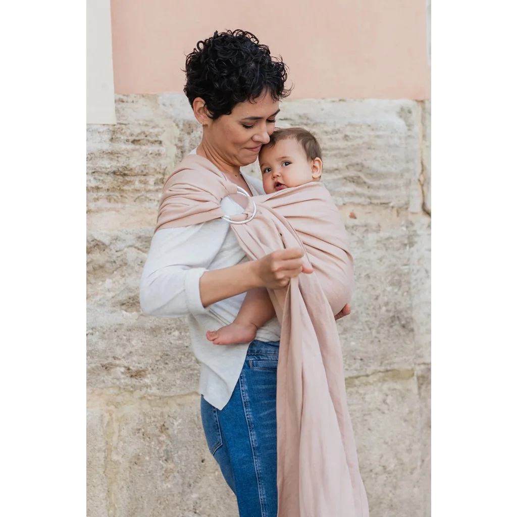 Boba Ring Sling krúžková šatka ľan/bambus, púdrovo ružová