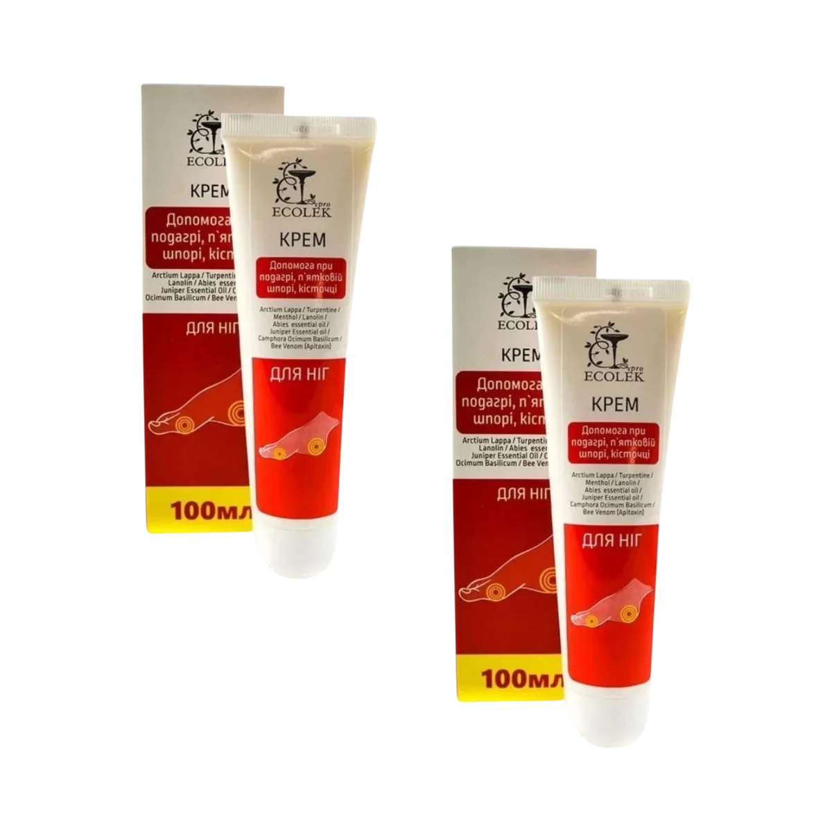 Zvýhodnený set: 2x Krém na starostlivosť o nohy, pätné ostrohy, haluxy a dna - 100ml - Ecolek