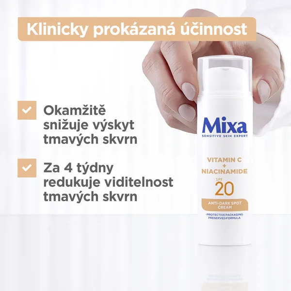 Mixa krém proti tmavým škvrnám SPF 20 1×50 ml, krém proti tmavým škvrnám