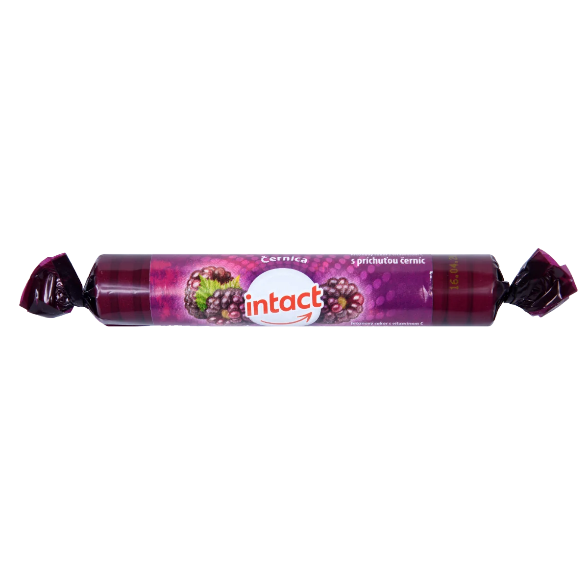 INTACT HROZNOVÝ CUKOR S VITAMÍNOM C 1×40g, s príchuťou černíc (pastilky v rolke)