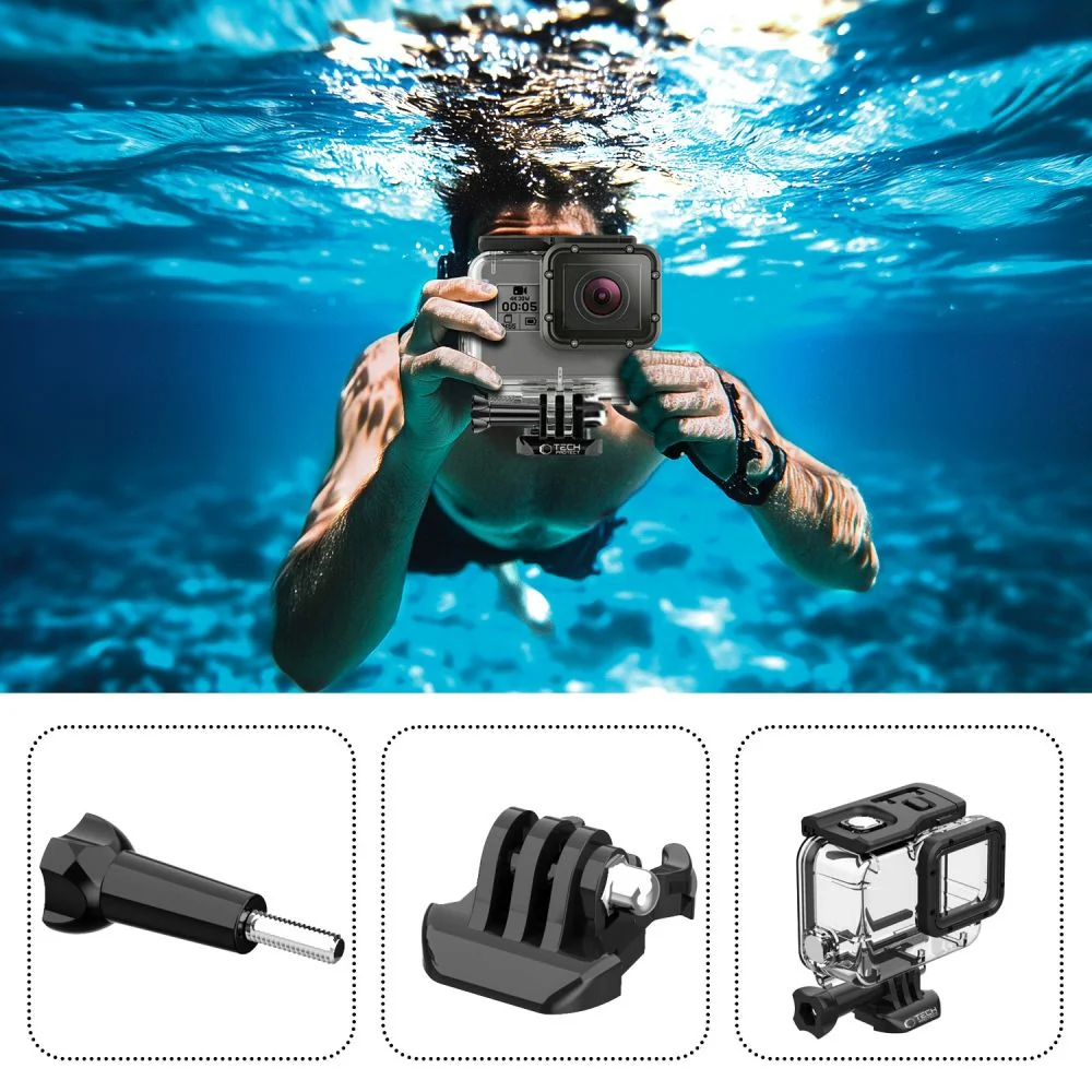 Tech-Protect GA200 vodotesné puzdro na GoPro Hero 5 / 6 / 7, priesvitné é