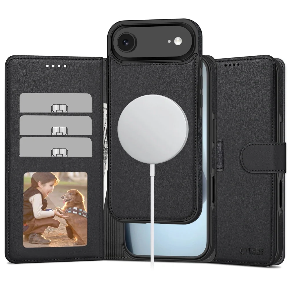 Tech-Protect Wallet MagSafe knižkové puzdro na iPhone 17 Air, čierny