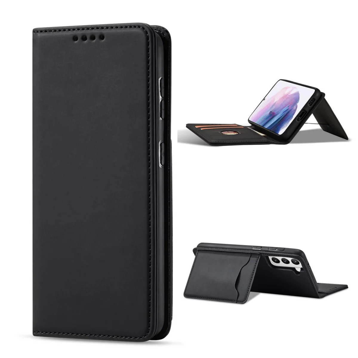 MG Magnet Card knižkové kožené puzdro na Samsung Galaxy S22 Plus, čierne ne