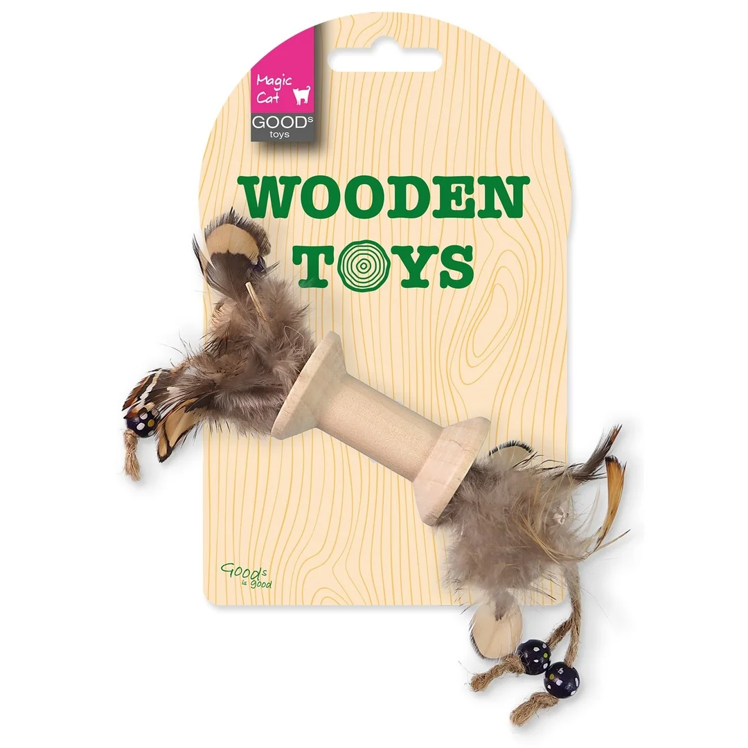 Hračka Magic Cat Wooden Toy valček s pierkami mix 16cm