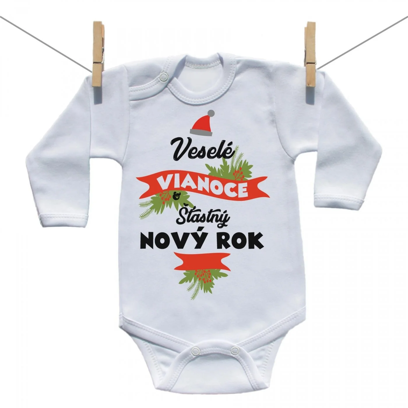 Boodyy Body s dlhým rukávom Veselé Vianoce a šťastný nový rok Veľkosť: 50