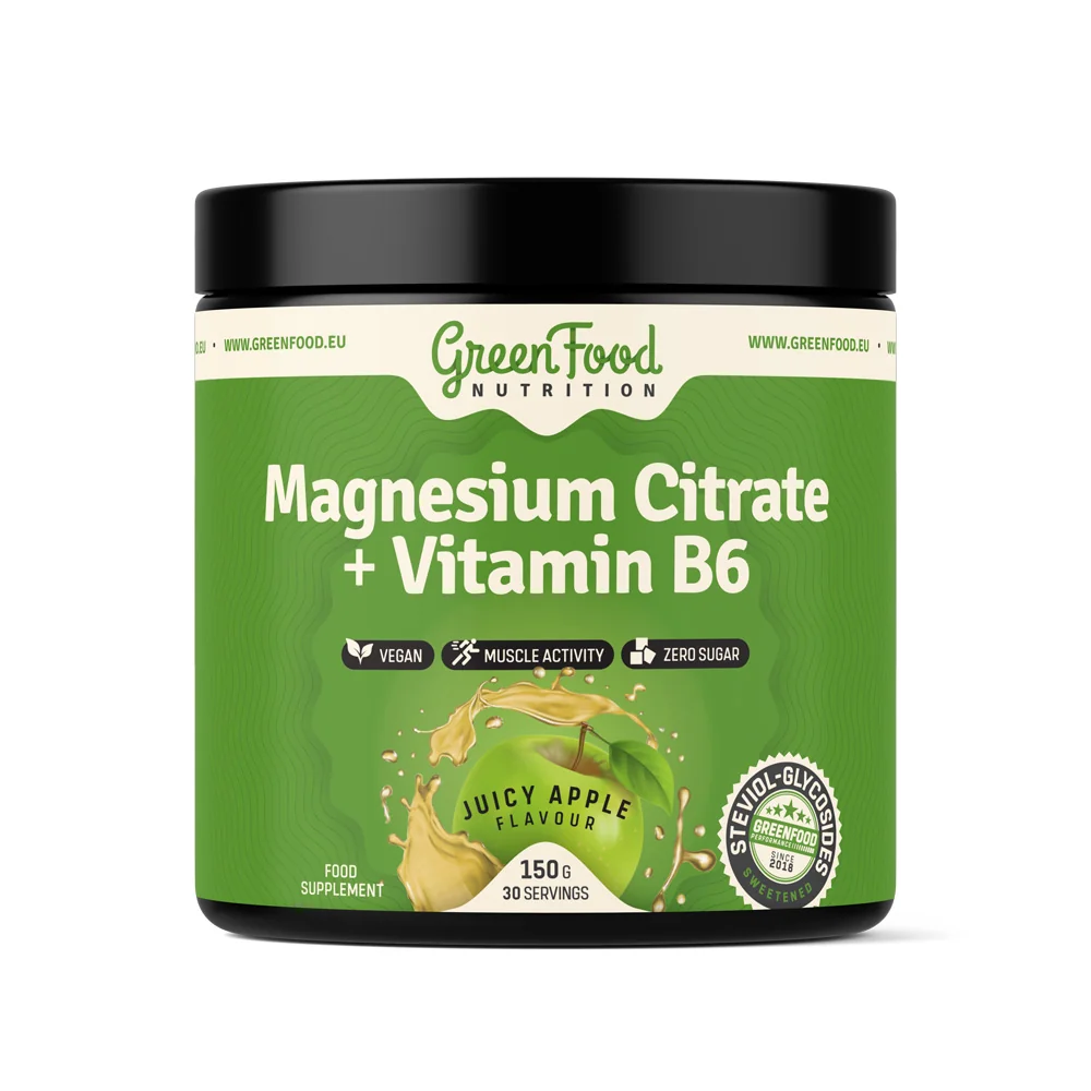 GreenFood Nutrition Magnesium Citrate +Vitamin B6 juicy apple 1×150 g, výživový doplnok