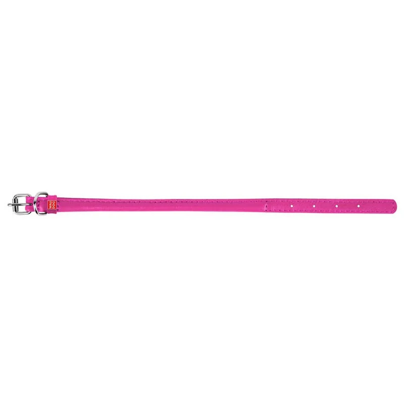 Okrúhly kožený obojok ružový, Obvod krku: 45-53cm, šírka obojku: 13mm