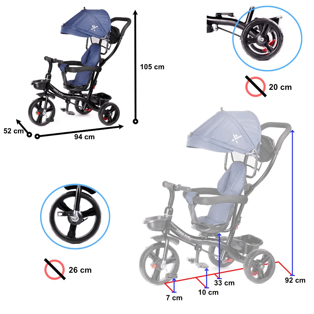 Trojkolka TRIKE FIX LITE – otočné sedadlo, bezdušové kolesá