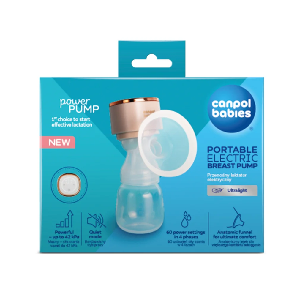 Canpol babies Prenosná elektrická odsávačka materského mlieka PowerPump 1×1 ks, prenosná elektrická odsávačka mlieka