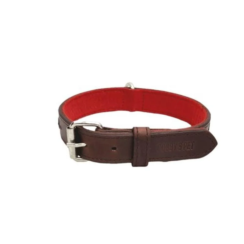COBBYS PET Obojok z originálnej kože zdobený kostičkami 50cm/25mm hnedý