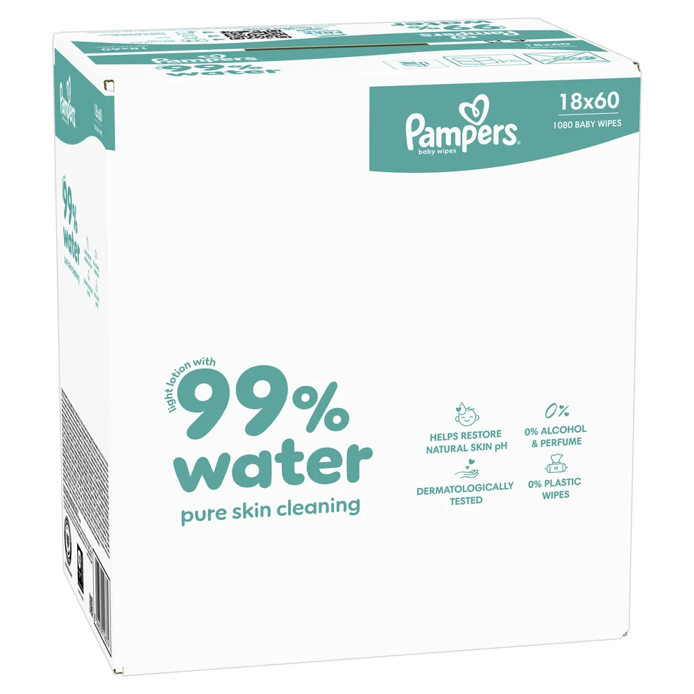 Pampers 99 % Water detské čistiace obrúsky 18 x 60 ks