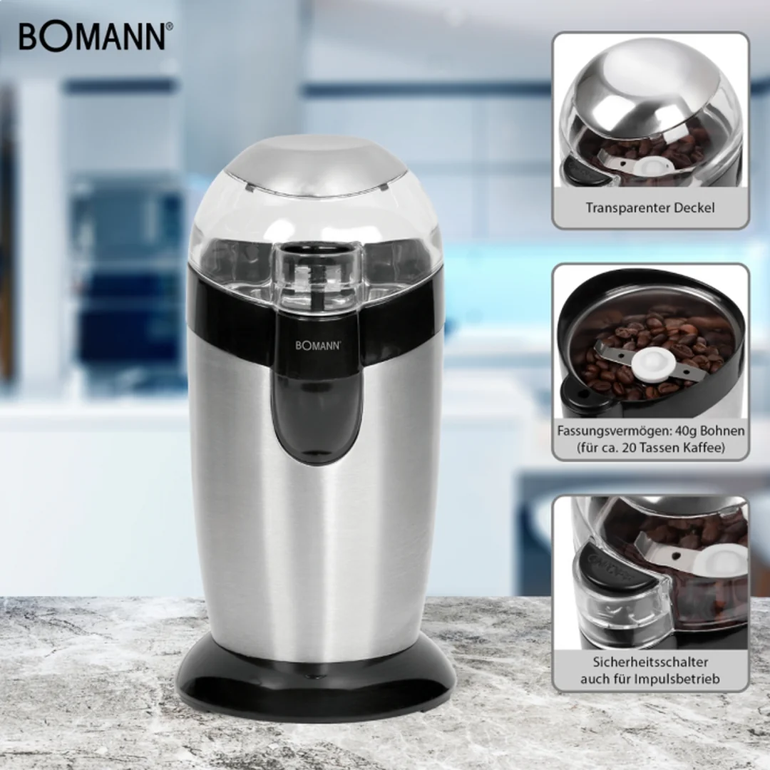 Bomann KSW 445 CB mlynček na kávu nerez 120 W