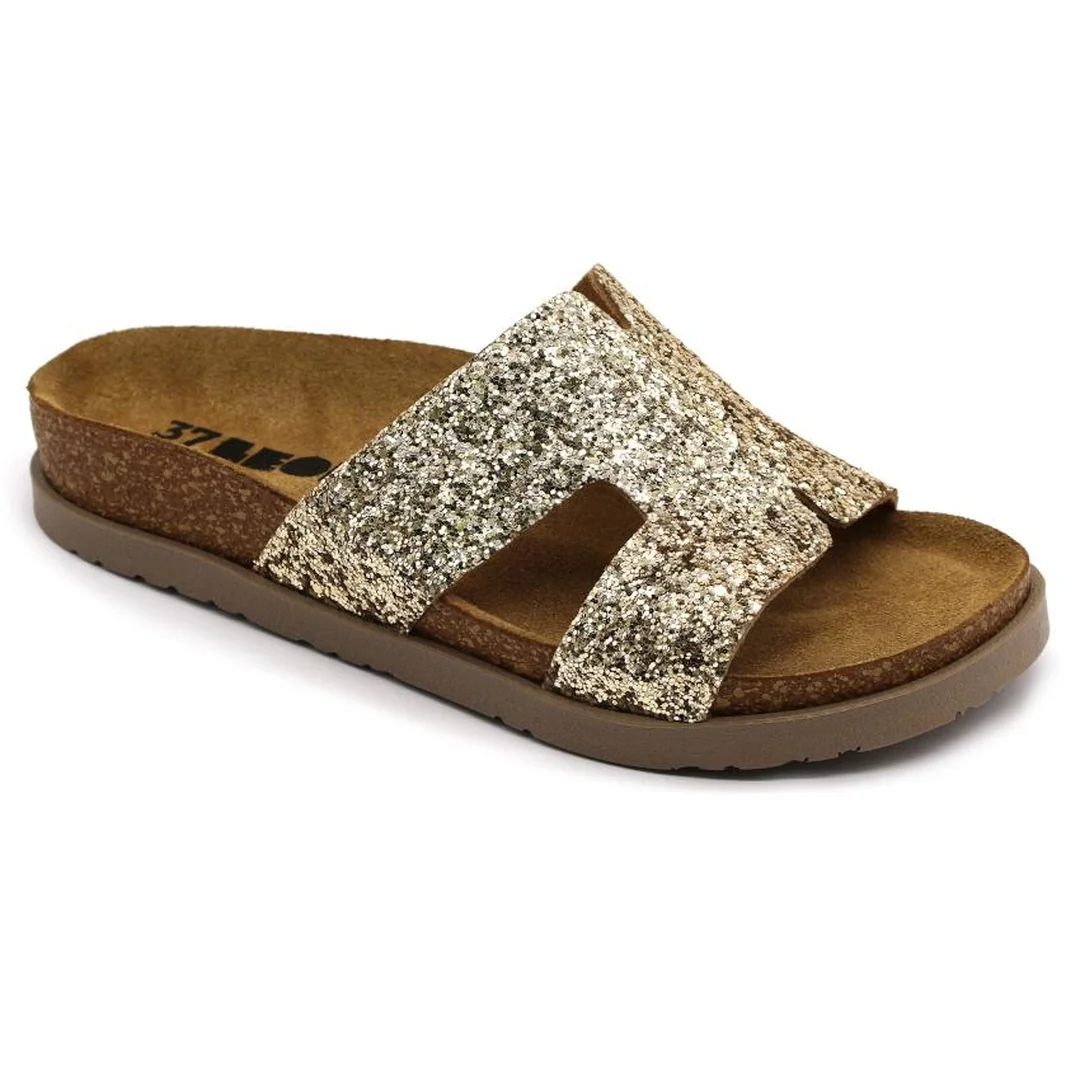 7030 Dámska zdravotná korková obuv s prackou 40 - 25,5cm, zlatá, 2,5 cm