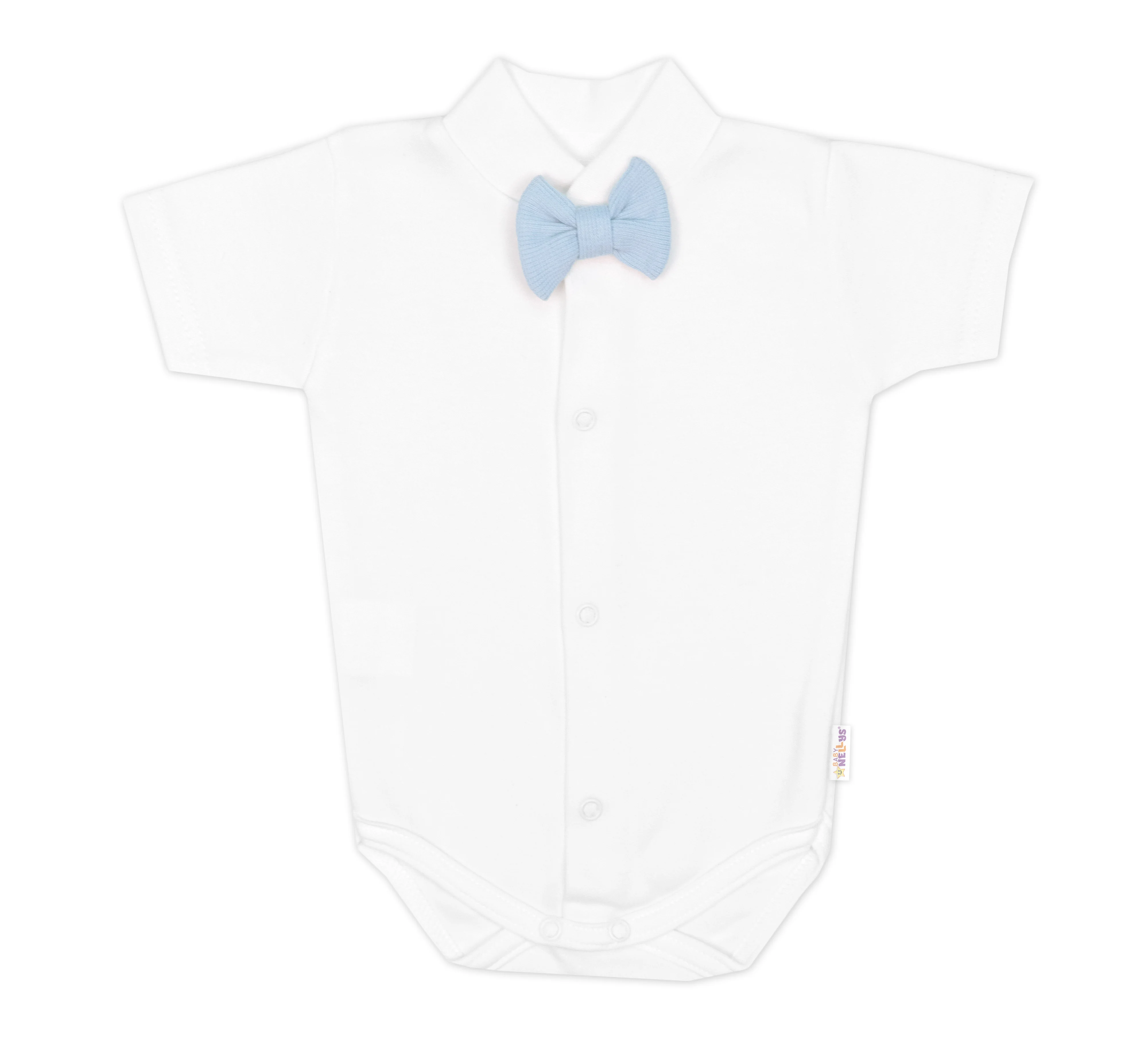 Súprava Gentleman 3D, body kr. rukáv, polodupačky s lacnom + čiapočka,modrá/biela, 68