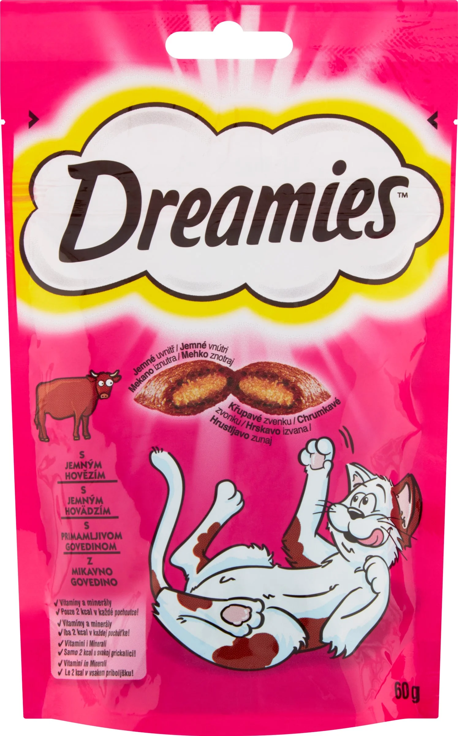Dreamies Vankúšiky Hovädzie 1×60g, maškrta pre mačky