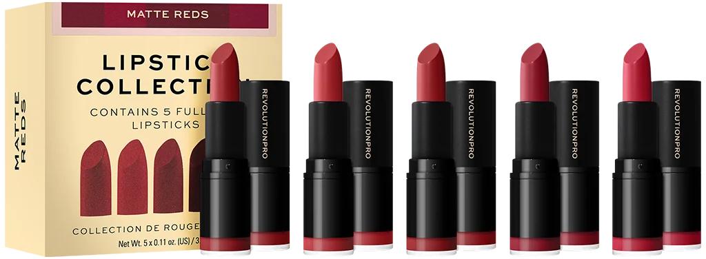 Revolution PRO súprava rúžov Matte Reds 1×5 ks, súprava rúžov