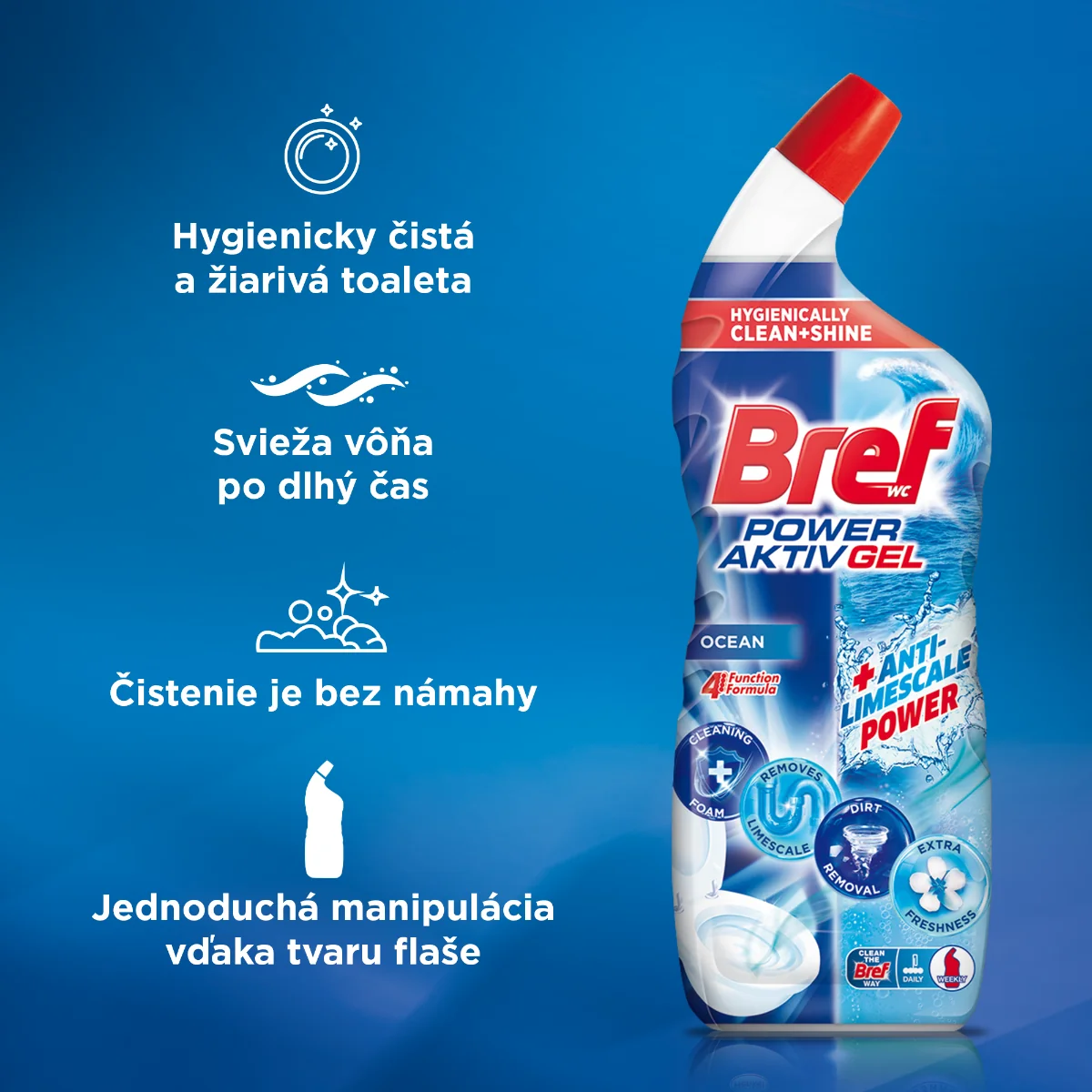 Bref Power Aktiv Gel WC čistič Ocean 1×700 ml, WC čistič