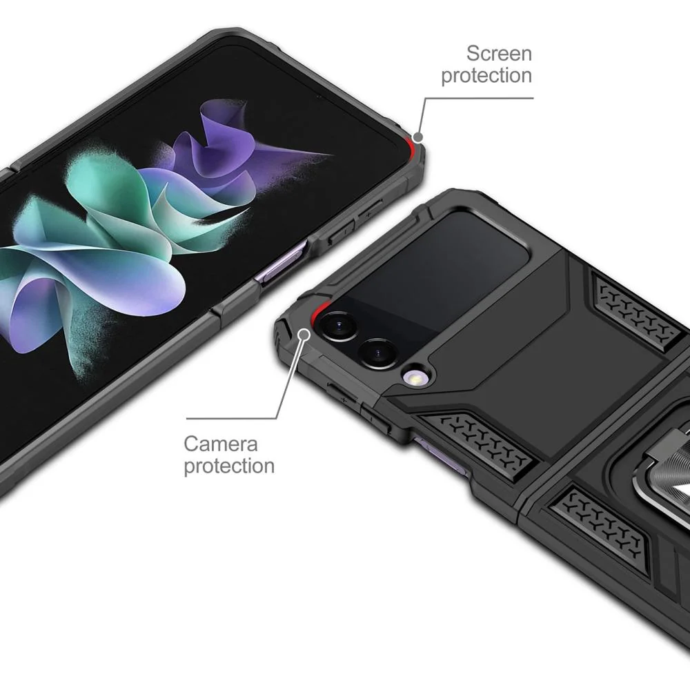 Puzdro Ring Armor pre Samsung Galaxy Z Flip4 - Čierna