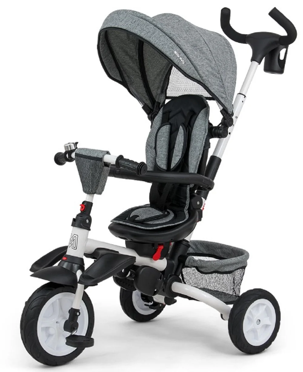 Luxusná Trojkolka Milly Mally Stanley Rubber Grey, sivá