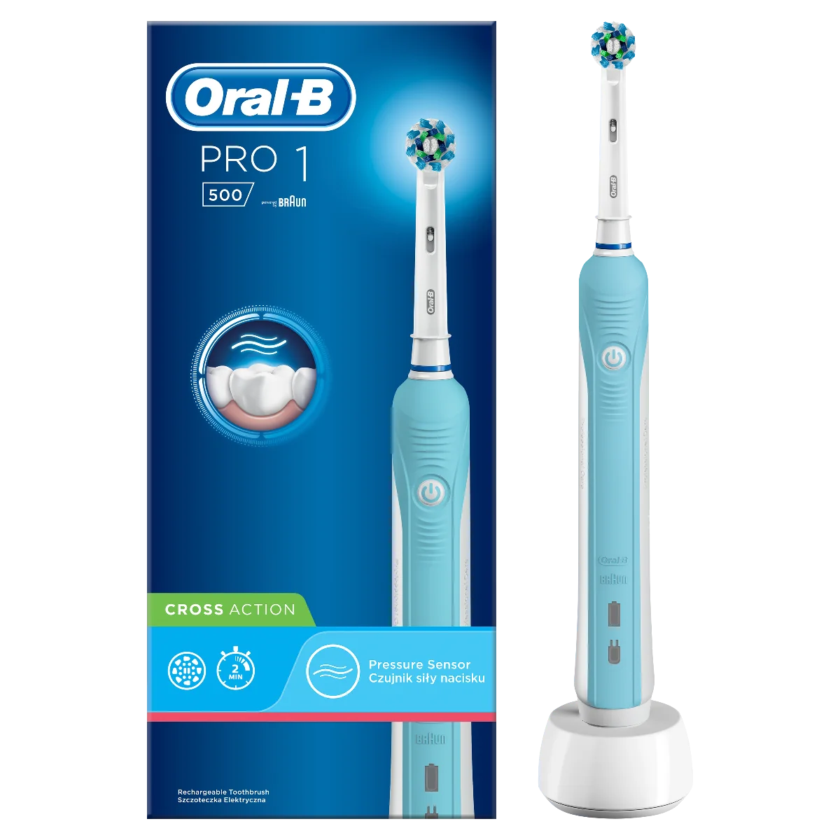Oral B Elektrická kefka Pro 500 Cross action 1×1 ks, elektrická zubná kefka