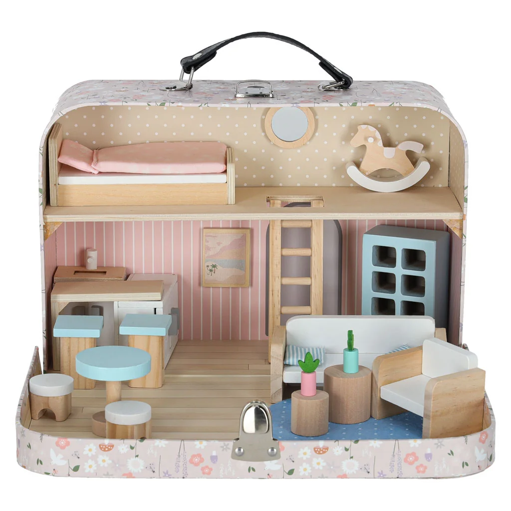 MG Dollhouse domček pre bábiky v kufríku, ružový