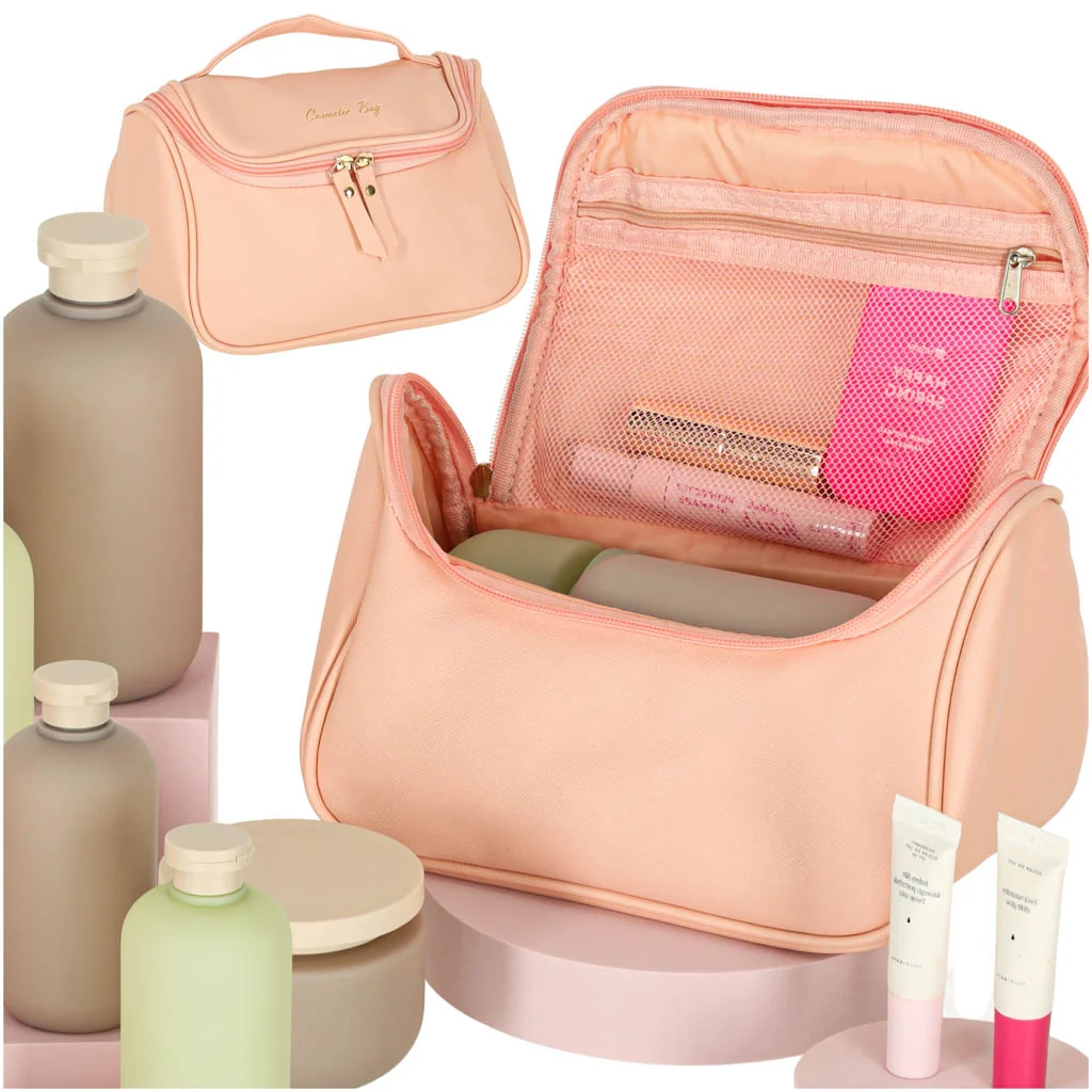 Cestovný kozmetický kufrík Ikonka 23×13×17 cm – ružový organizér