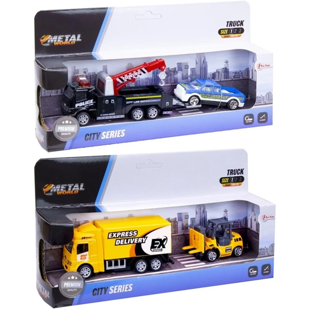 Truck Metal s autom, vysokozdvižným vozíkom 2 rôzne varianty-Toi Toys