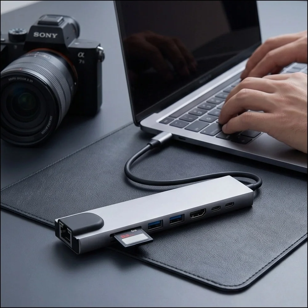 Tech-Protect HB09 USB-C HUB adaptér 8in1, šedý