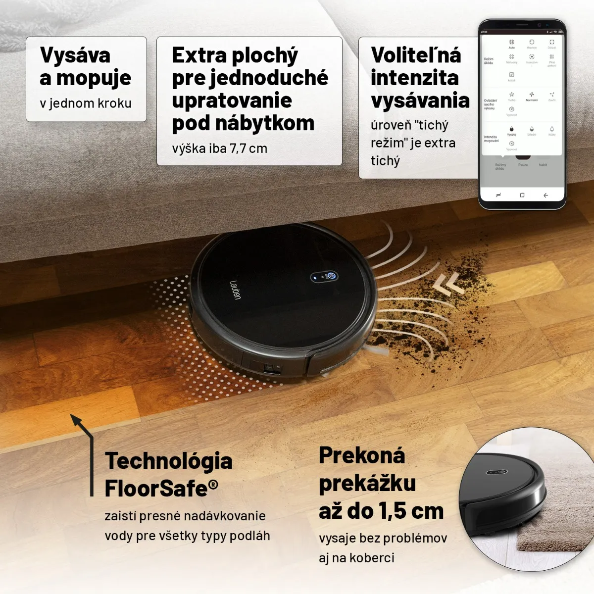 Lauben Robot Vacuum 26BB 1×1 ks, robotický vysávač