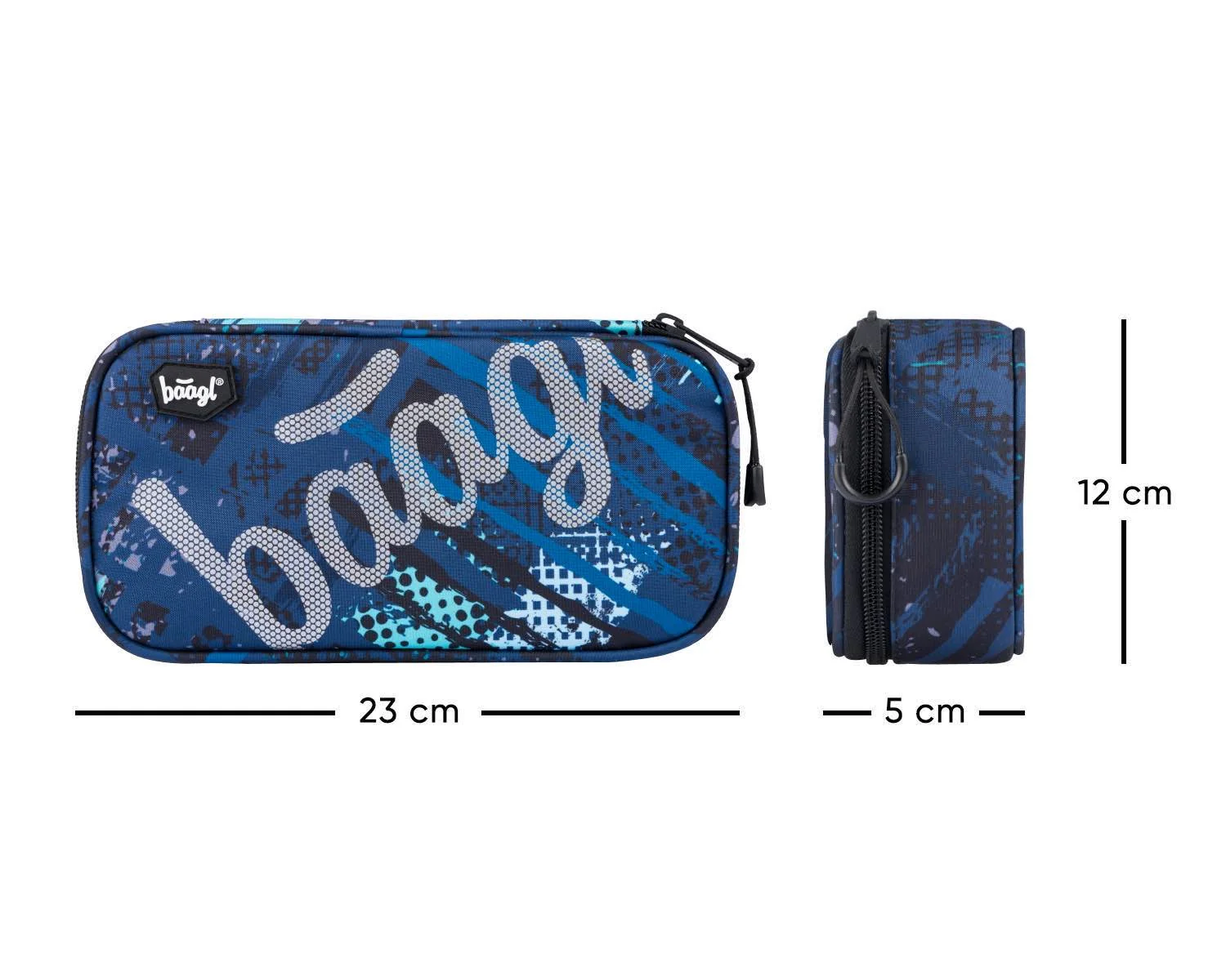Baagl školský peračník etui Skate Štruktúry, modrý čierny, oválny