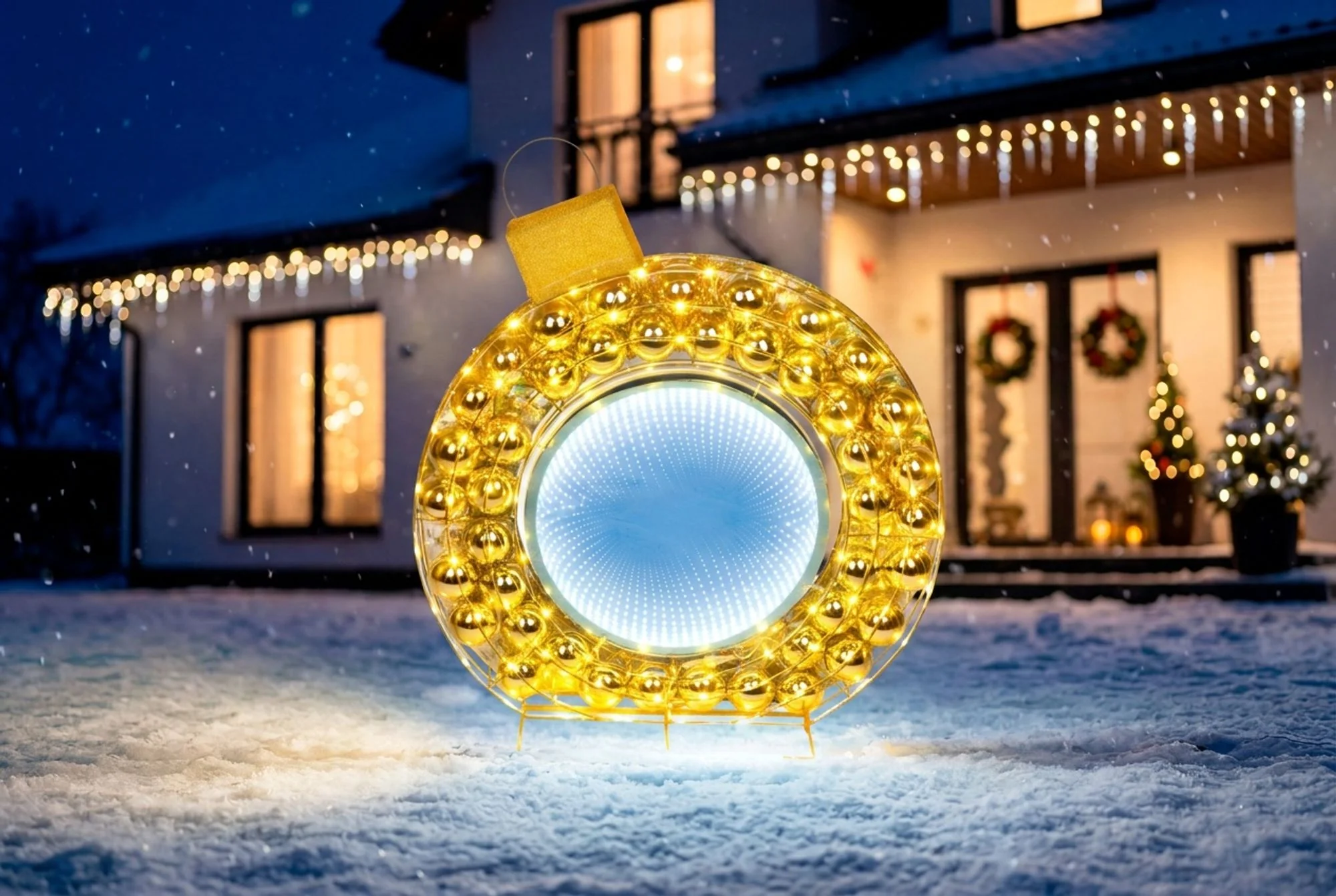 MagicHome vianočná 3D LED guľa, 1 ks 160 LED teplá/studená biela, IP44, 80x8x90 cm