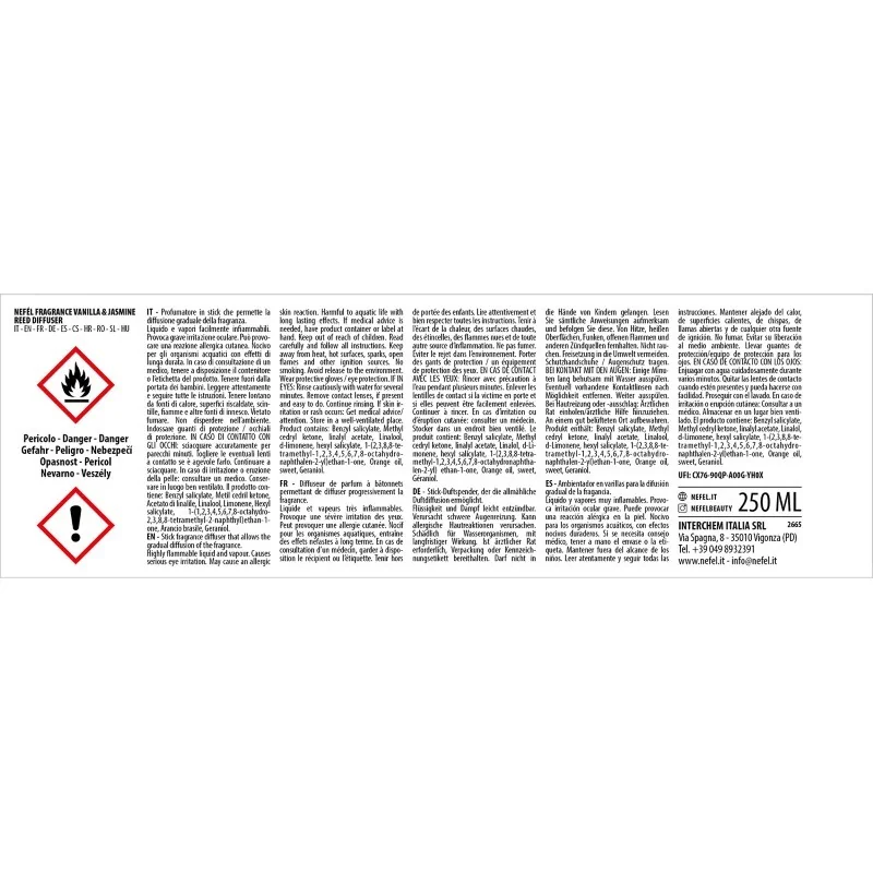 Fragrance Waves interiérový tyčinkový difúzor 250ml vôňa Vanilla & Jasmine