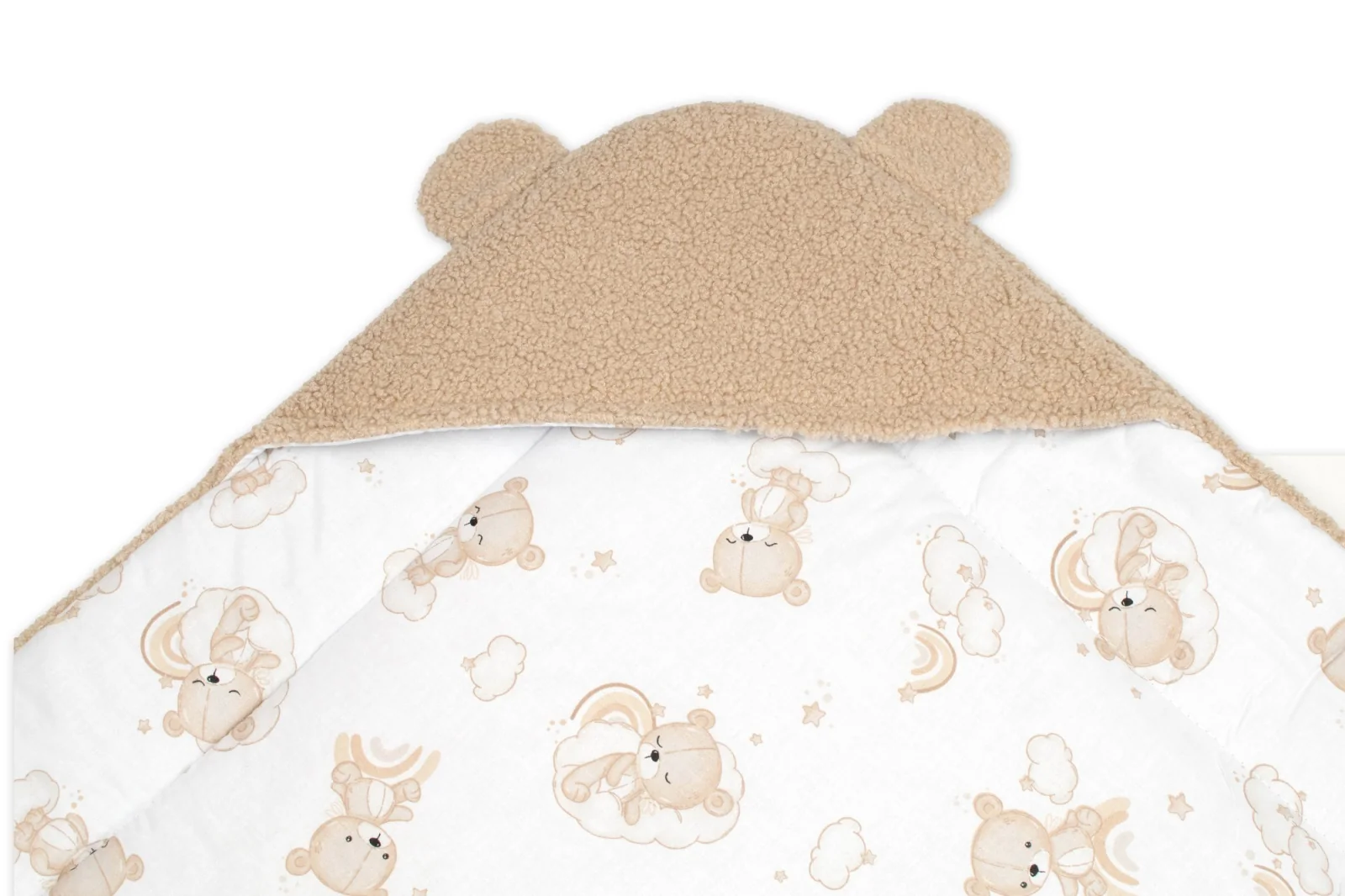 Baránková zavinovačka s kapucňou bavlna/baránok, Teddy - Medvedík béžová, hnědá