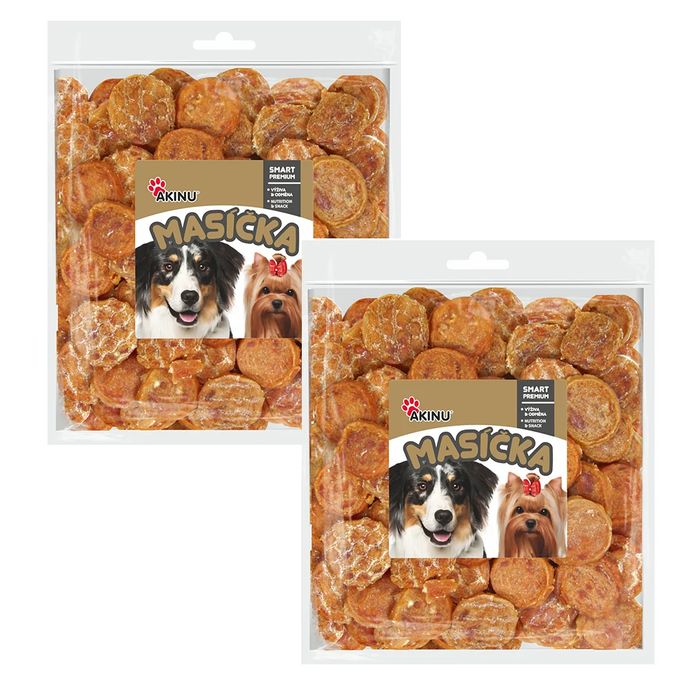 Akinu MASÍČKA Kuracie chipsy pre psy 2 x 300 g