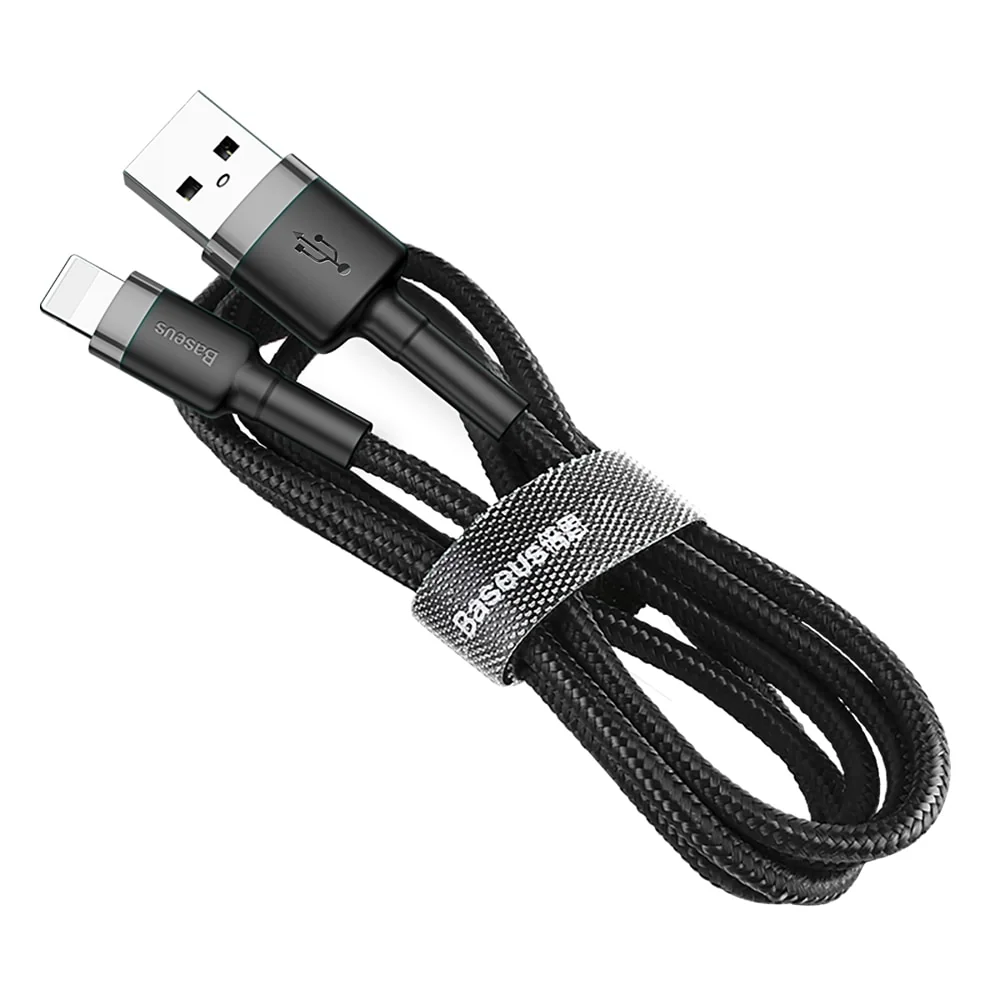 Baseus Cafule kábel USB / Lightning QC 3.0 2.4A 1m, čierny/sivý